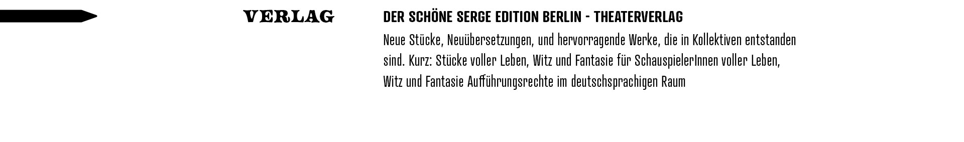 Der schöne Serge Edition Theaterverlag